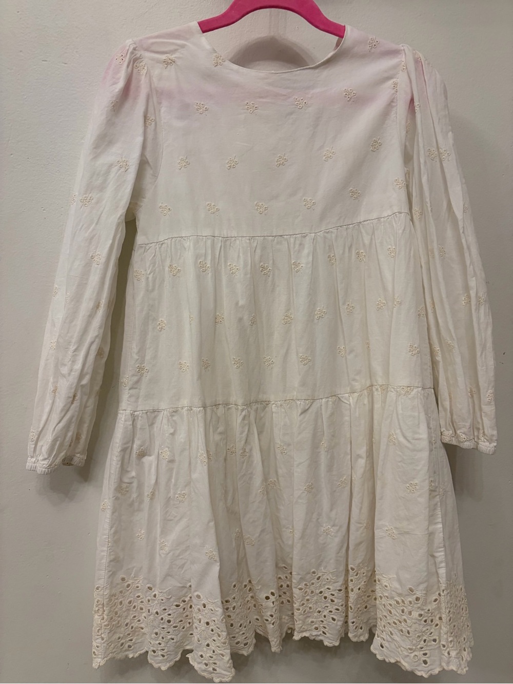 Bardot Ivory Eyelet Tiered Long-Sleeve Dress